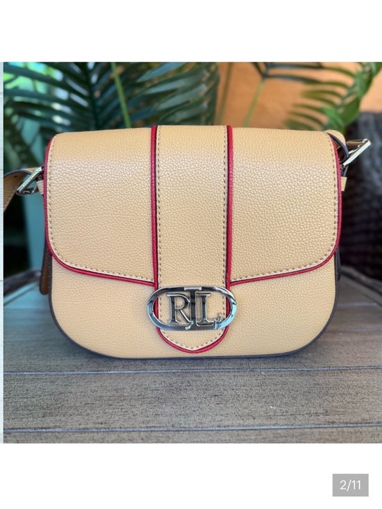 Ralph Lauren Handbags - Ralph Lauren tan Crossbody Bag with Red Trim